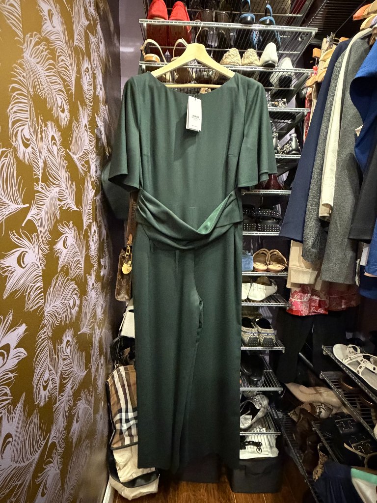 The Fold London Colinton Jumpsuit Dark Green Wool Uk 16 / Us 12 Nwt Career Event — image 5 of 8